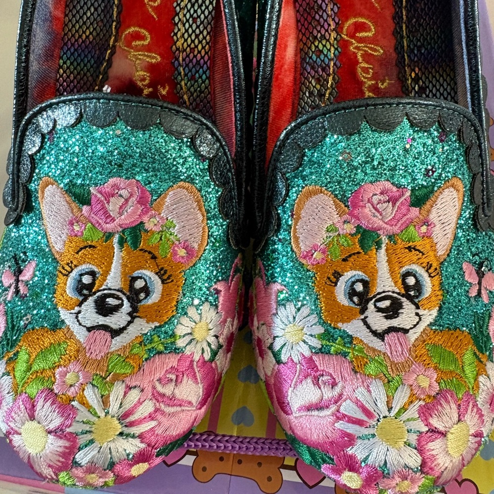 Irregular Choice BOUGAINVILLE Glittery Dog Embroidered Shoes